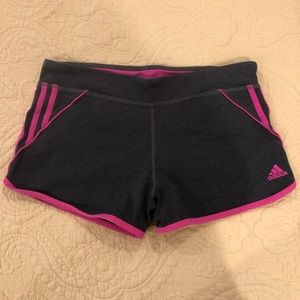 Adidas Shorts Heather Gray with Pink Stripes Large